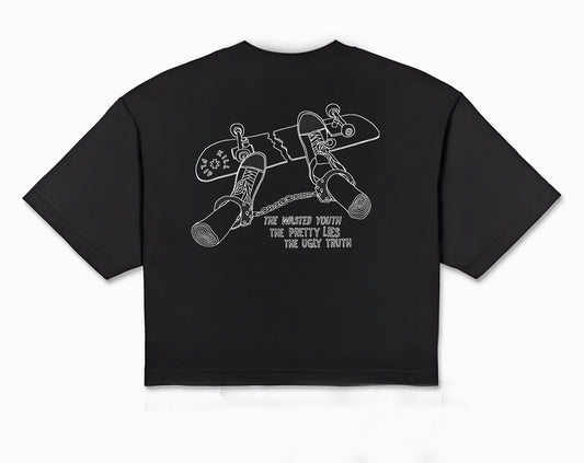 Wasted Youth Crop Tee Women - Black