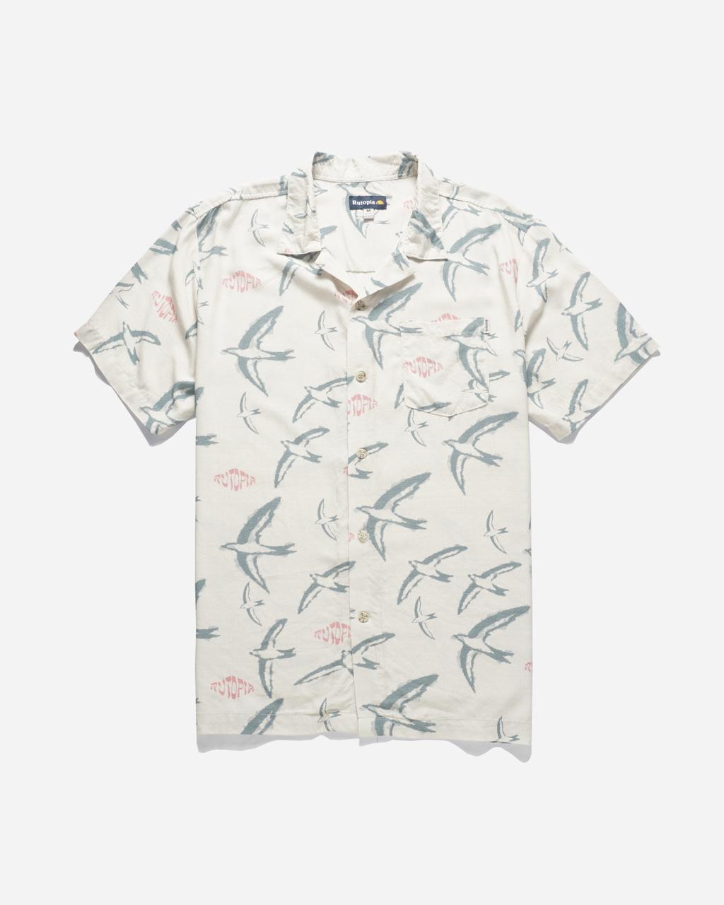 Rutopia Bird Sketch Shirt Men - Cream