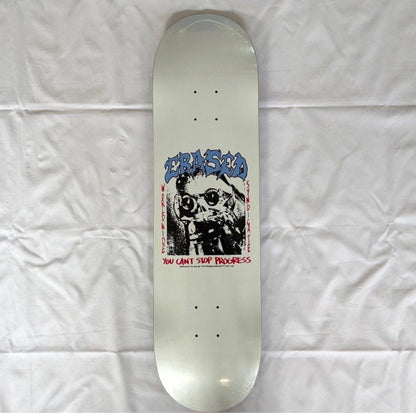 Erased You Cant Stop White Skateboard Deck 8.38"