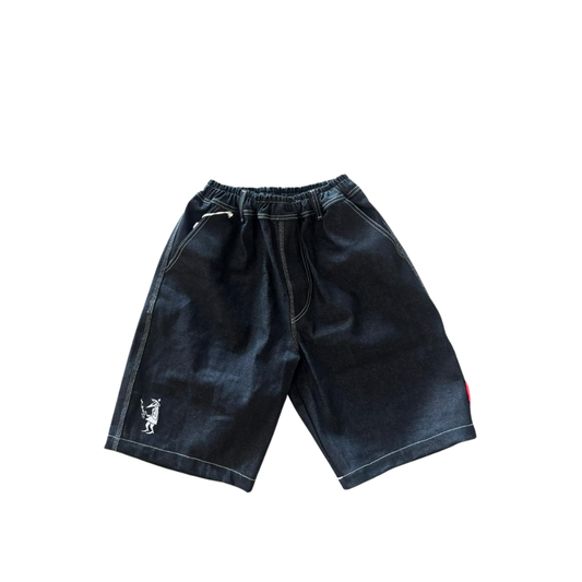 Principle x Bgs Elastic Waist Basic Shorts - Raw Black Denim