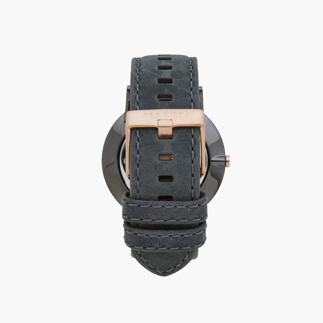 Latch Gunmetal Leather Watch - Stripe
